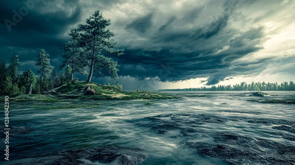 Obraz Dramatic Storm Over Ancient Doggerland Coastline