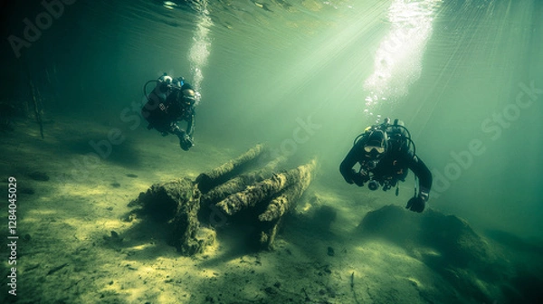 Obraz Underwater Archaeologists Exploring Ancient Doggerland