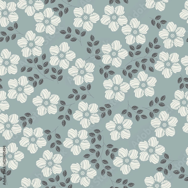 Fototapeta Elegant seamless pattern with flowers and leaves