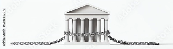 Fototapeta A chained building representing restrictions.