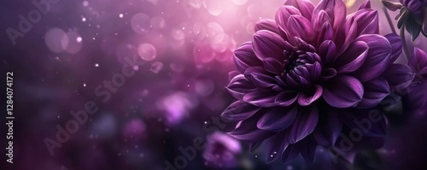 Fototapeta Vibrant purple dahlia in soft focus with bokeh effect