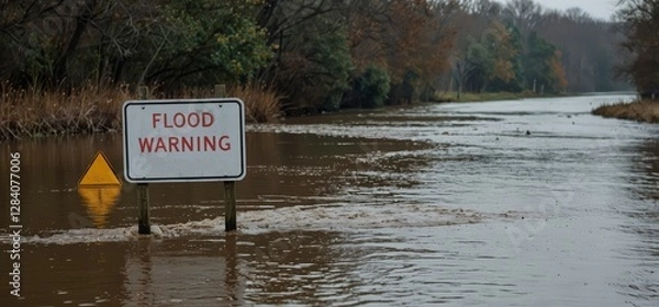 Fototapeta Flood Warning Sign