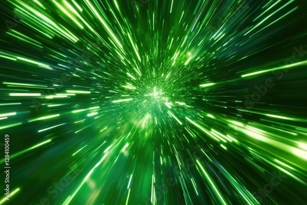 Obraz Abstract Green Lines Representing Speed and Movement Through Space
