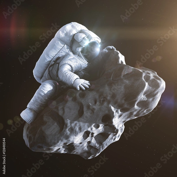 Fototapeta Lądowanie na asteroidzie, abstrakcyjne renderowanie 3d