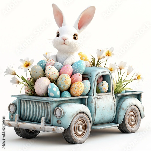Fototapeta easter bunny and easter eggs