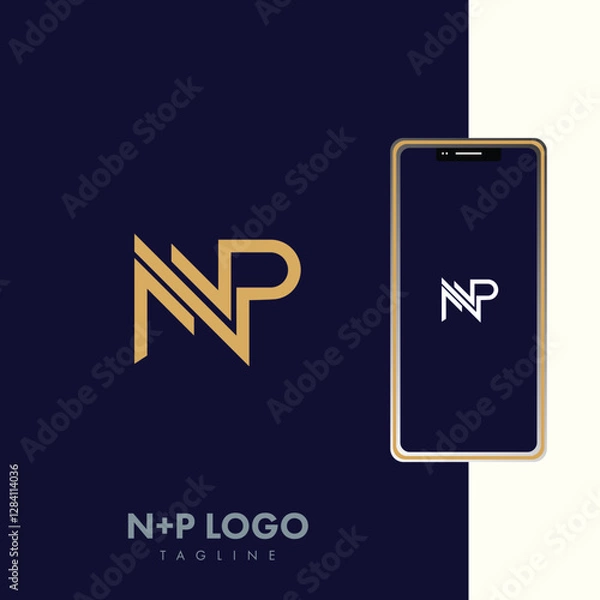 Fototapeta Minimal Creative Initial Based NP, PN logo. Letter NP, PN creative elegant Monogram with black color