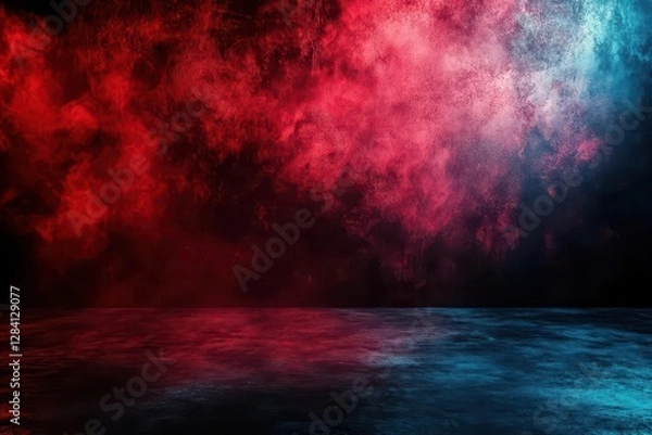 Fototapeta Dramatic deep red to black gradient backdrop, luxurious and bold studio setting