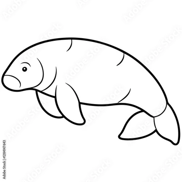 Fototapeta Elegant Dugong One-Line Vector Design