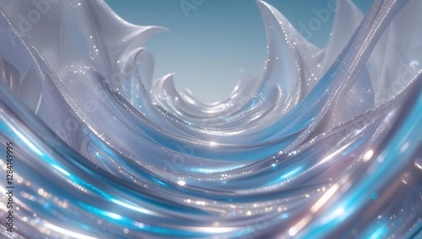 Fototapeta Abstract Iridescent Waves in Futuristic Design