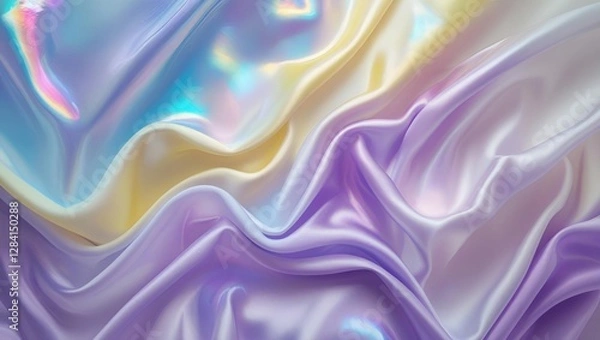 Fototapeta Iridescent Pastel Silk Fabric with Soft Folds and Shimmer
