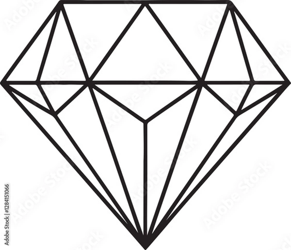 Fototapeta diamond line art, black outline, vector and illustration, line art and outline
