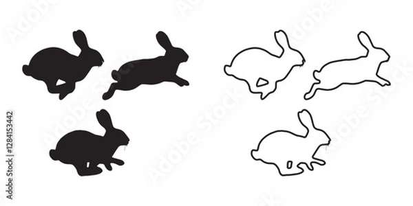 Fototapeta Unique Running Rabbit Silhouette - Artistic Bunny Motion Design - Rabbit Vector - Rabbit Icon
