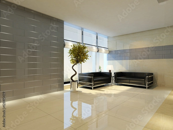 Fototapeta rendering empty lobby interior.