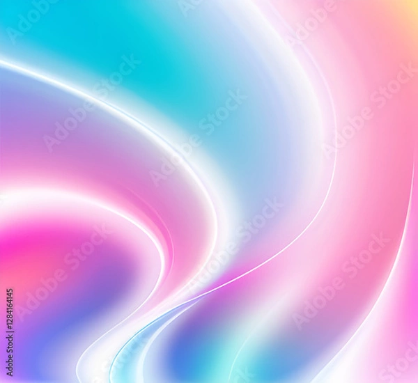 Obraz Neon gradient wave light in pink and blue tones on dark background creating futuristic and vibrant visuals for modern tech-inspired or artistic abstract.generative ai