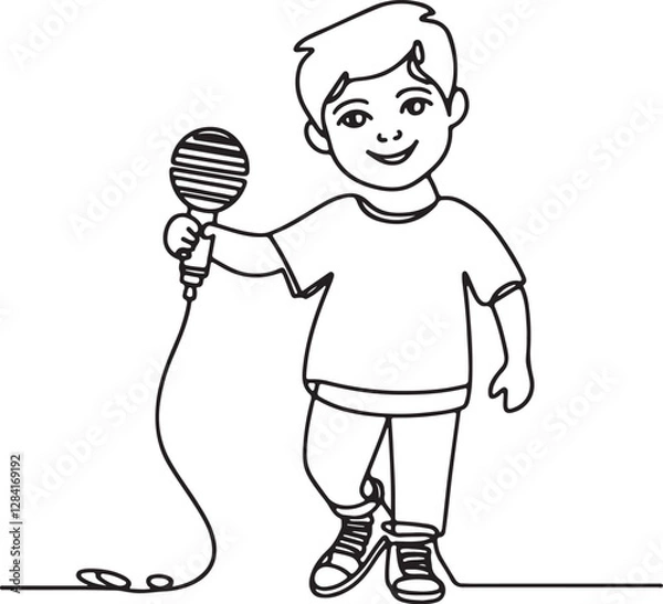 Fototapeta Minimal Line Drawing of a Child Performing