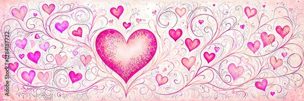 Fototapeta Large selection of invitation hearts, backgrounds, designs, cards