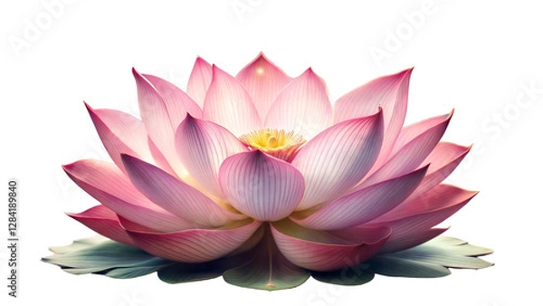 Fototapeta Detailed Pink Lotus Flower with Delicate Petals and Glowing Appearance on Transparent Background