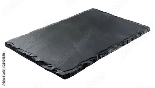 Obraz Charcoal Gray Slate Tray on a Transparent Background