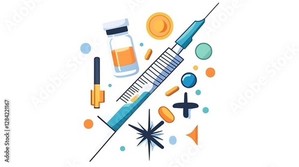 Fototapeta Vaccine and Medication Illustration: A Colorful Vector Graphic AI Generated