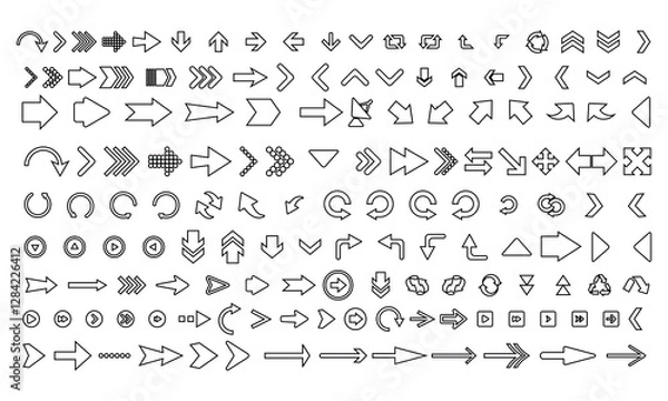 Fototapeta Isolated vector arrows hand drawn on a white background Arrow set vector 