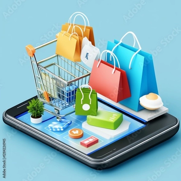 Obraz Hyper-personalization in e-commerce, adaptive shopping experiences, customer behavior analytics, 3D illustration