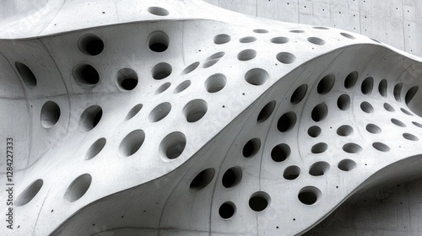 Fototapeta Abstract concrete wall, architectural design, modern facade, city building