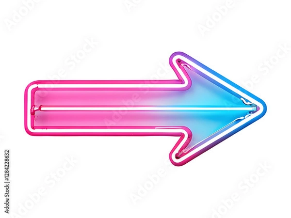 Obraz Stylized Neon Arrow Sign on a Transparent Background