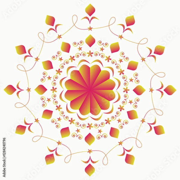 Fototapeta Abstract colorful ornament and floral mandala design 
