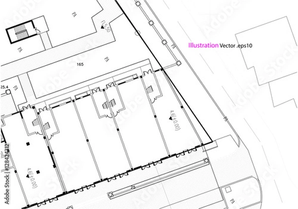 Obraz Architectural background, architectural plan, construction drawing, landscape