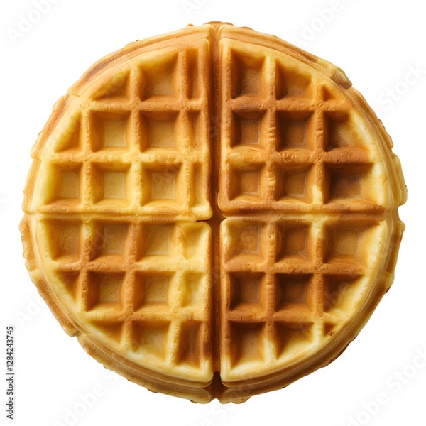 Fototapeta Golden-Brown Waffle on a Transparent Background
