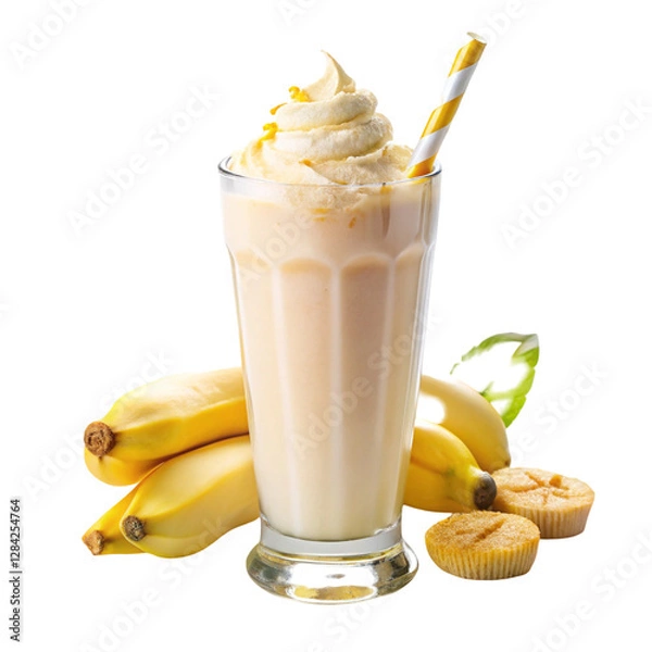 Obraz Banana milkshake isolated on transparent background  
