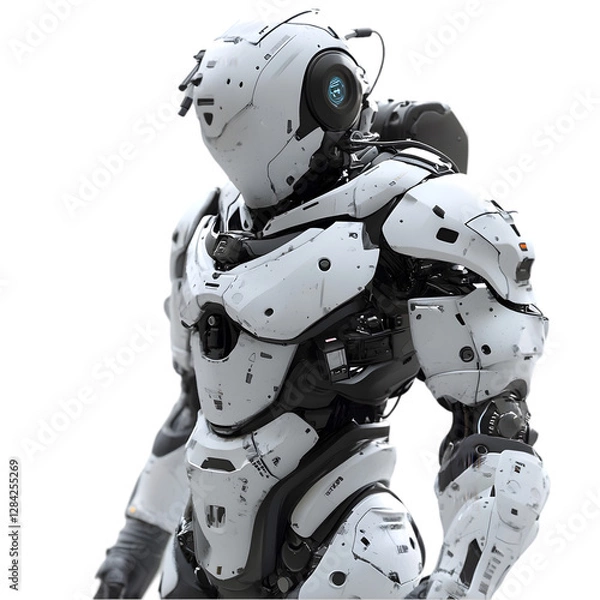 Fototapeta Futuristic White Robot  Cyborg  Android  Mech  Science Fiction  Technology    Artificial I