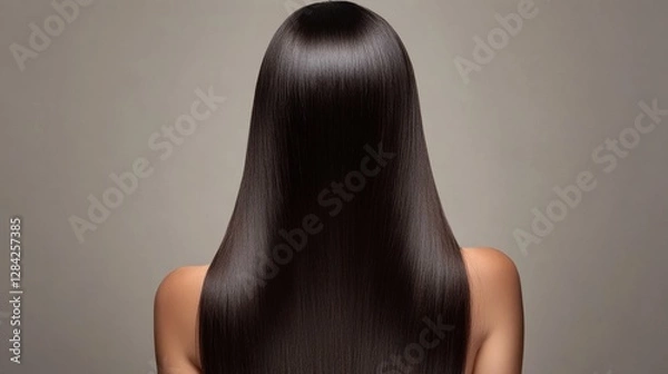 Fototapeta Smooth and Shiny Long Hair from Back with Soft Lighting Effect