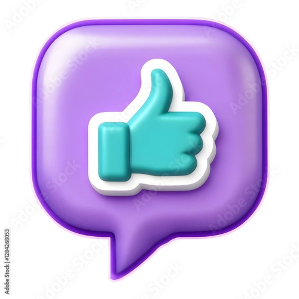 Fototapeta Purple 3D Speech Bubble on a Transparent Background