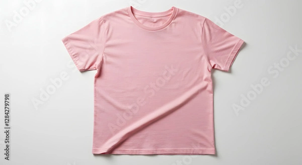 Fototapeta Opened pink tshirt white seamless background minimalist product studio display clean