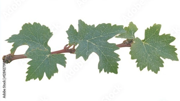 Obraz Close Up Shot of Green Grapevine Leaves with White Powder on White Background
