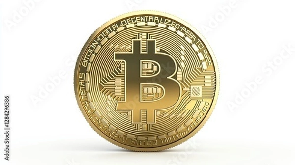 Fototapeta Bitcoin crypto coin money digital background currency illustration designed for trading business, mining, airdrop, and finance on an isolated transparent background