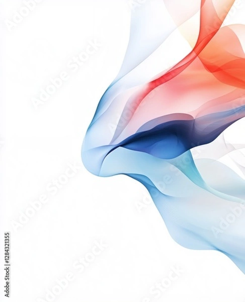 Fototapeta Colorful abstract wave pattern flowing gently across a white background
