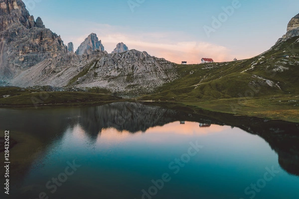 Fototapeta High angle view of Dolomites mountains