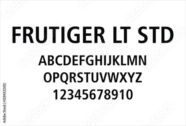 Fototapeta Frutiger LT Std font for logo and headline. Isolated vector typeset