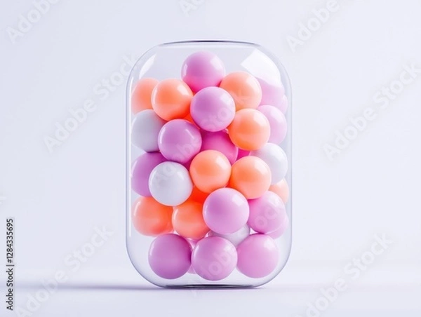 Fototapeta Colorful capsules filled with vibrant balls, representing creativity and innovation.