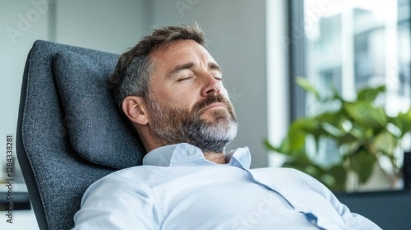Obraz Relaxed businessman napping in office chair