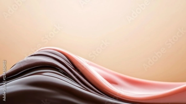 Fototapeta Abstract wavy fabric in soft brown and pink tones with smooth texture and gentle folds on a neutral background