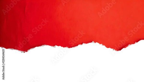Obraz Red Paper Torn Above on a Transparent Background