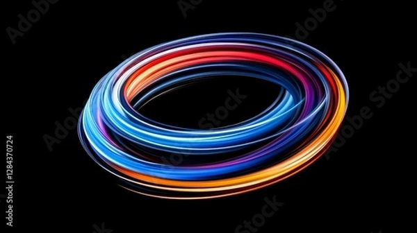 Fototapeta Colorful Light Trails in Circular Motion on Black Background