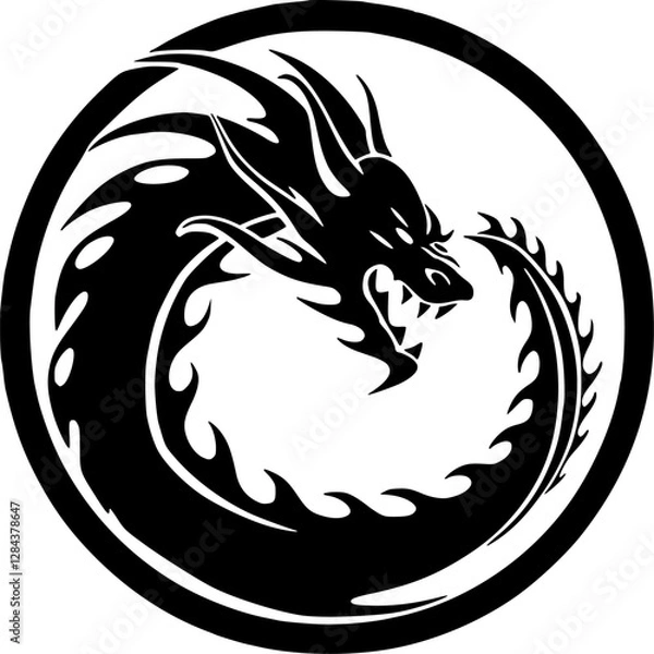 Obraz Dragon | Minimalist and Simple Silhouette - Vector illustration