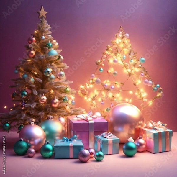 Obraz christmas tree with gift boxes