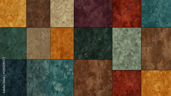 Fototapeta Multicolored Square Wall Tiles in Mosaic Pattern for Interior Design and Decoration
