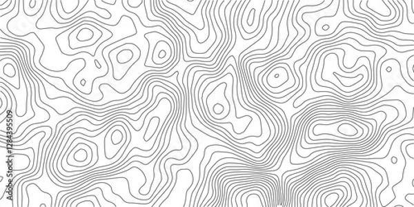 Obraz Abstract background with waves Geographic mountain relief. Abstract lines background. Contour maps. Topo contour map on white background. 