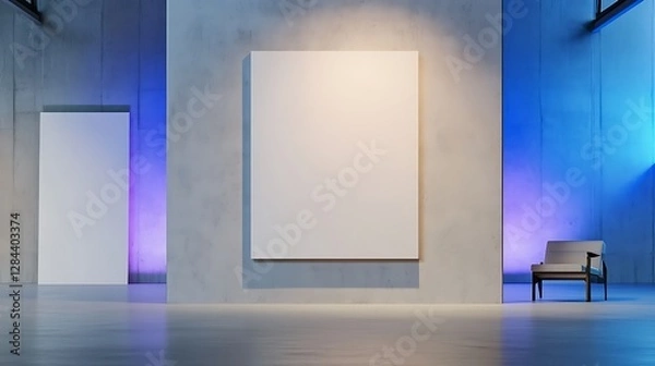 Fototapeta Blank Canvas in a Modern Gallery: 3D Render of an Empty Exhibition Space AI Generated